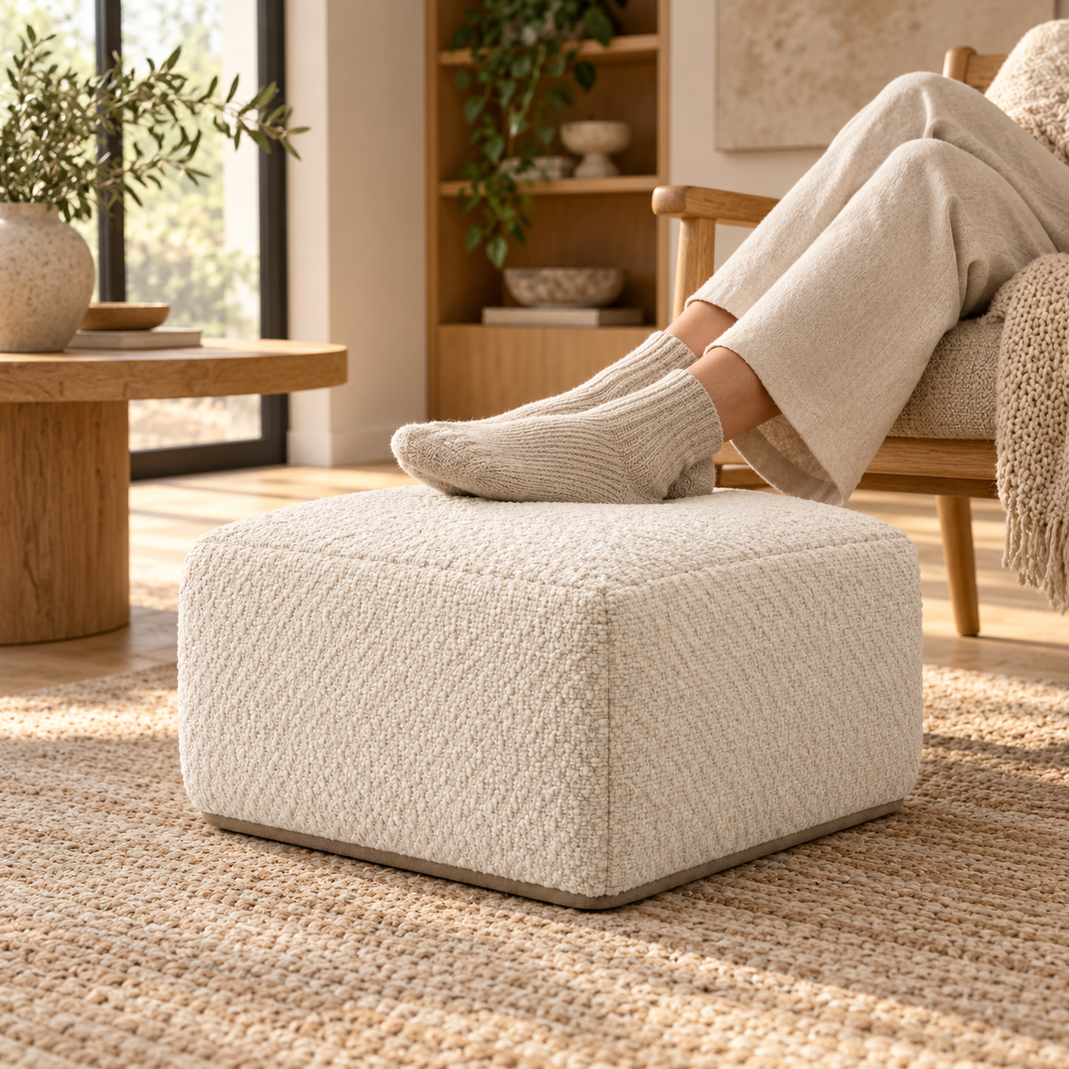 Repose-pieds cube en bouclette