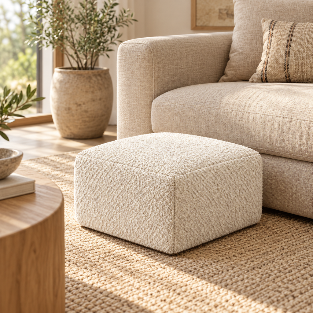 Repose-pieds cube en bouclette