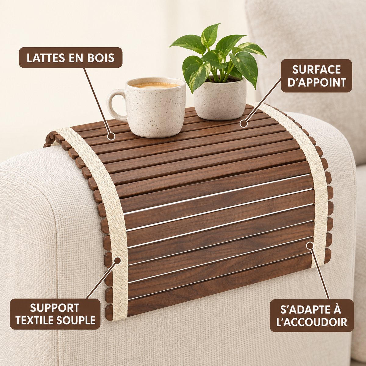 Plateau souple d’accoudoir