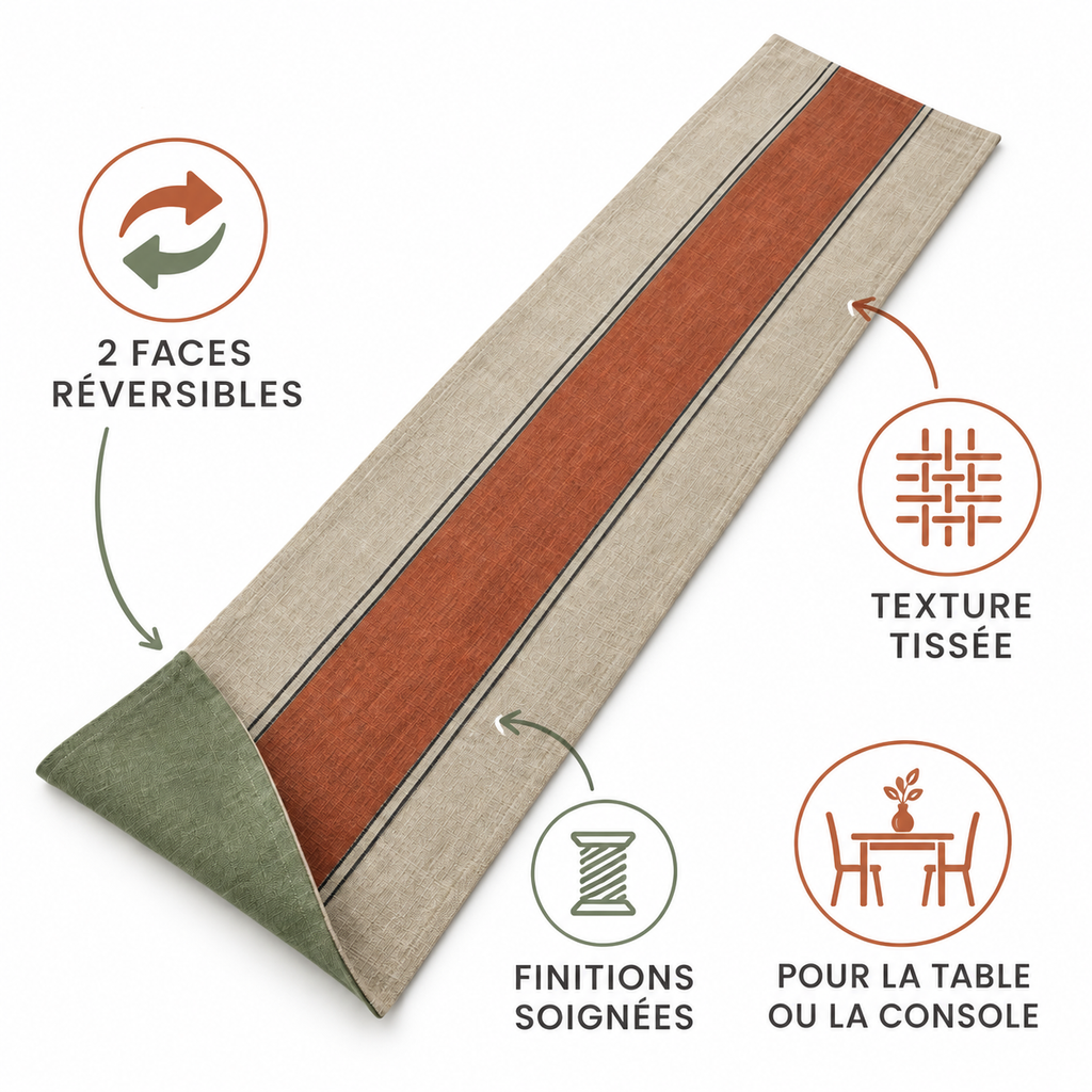Chemin de table réversible