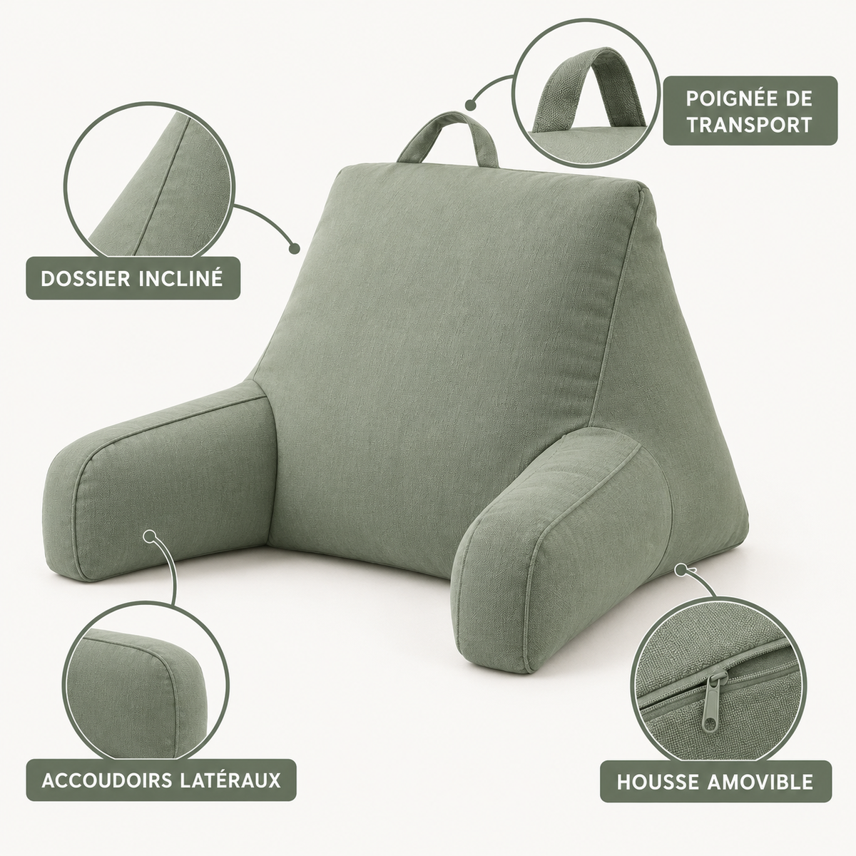 Coussin de lecture inclinable