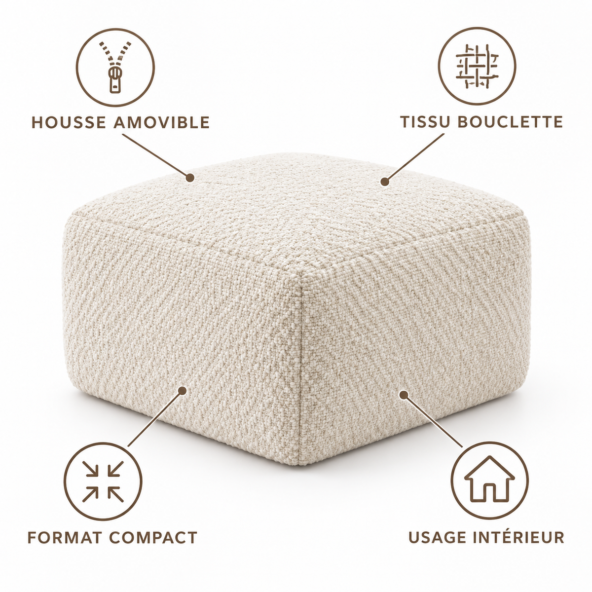 Repose-pieds cube en bouclette
